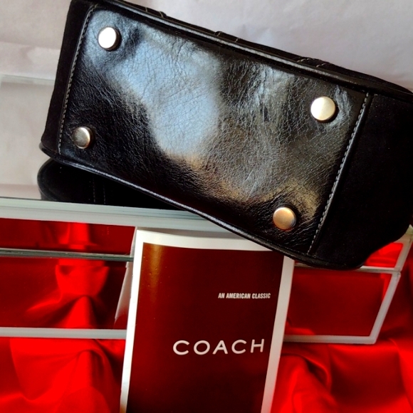 COACH Satin & Leather Rhinestone Swarovski Crystal Buckle Satin Lined NWT - Picture 6 of 10